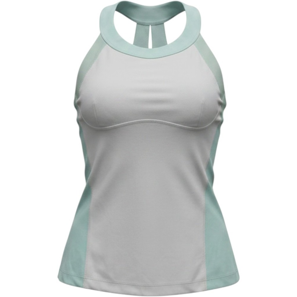 Lululemon Racerback Tank Top Mint Green White Cutout Back Shelf Bra Yoga Tank